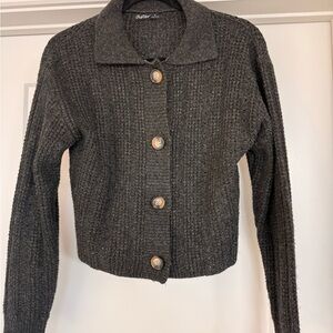Women's Gray Button-Up Sweater